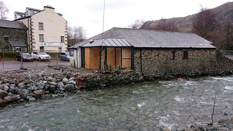 Flood damaged visitor centre in Glenridding. Photo by Andy Burton